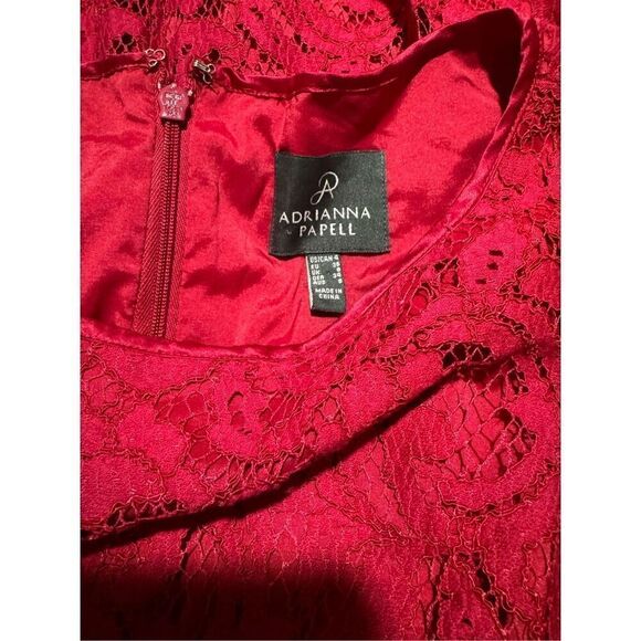 Adrianna Papell Deep red Burgandy lace sleeveless dress  4 - Picture 4 of 7